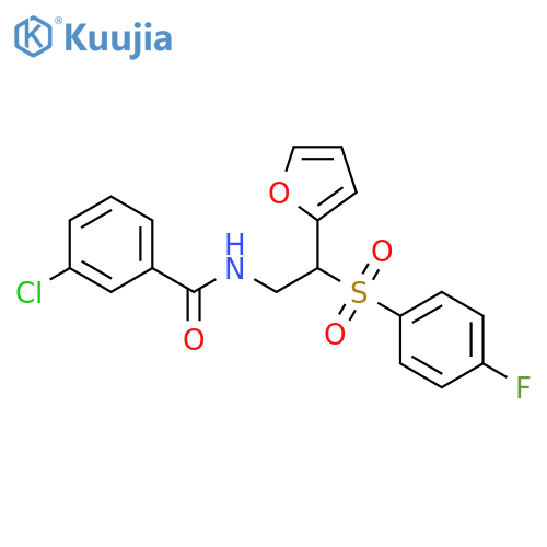 3-chloro-N-2-(4-fluorobenzenesulfonyl)-2-(furan-2-yl)ethylbenzamide structure