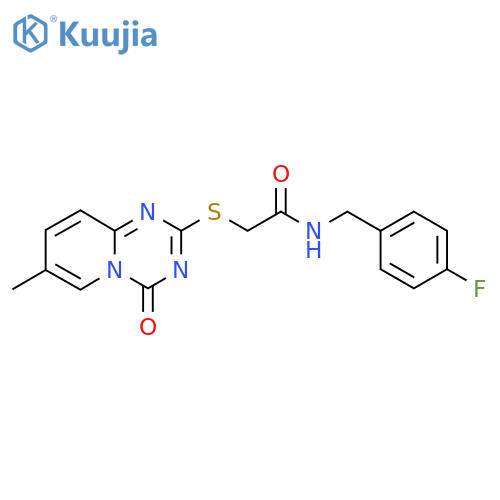 N-(4-fluorophenyl)methyl-2-({7-methyl-4-oxo-4H-pyrido1,2-a1,3,5triazin-2-yl}sulfanyl)acetamide structure
