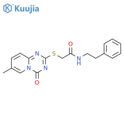 2-({7-methyl-4-oxo-4H-pyrido1,2-a1,3,5triazin-2-yl}sulfanyl)-N-(2-phenylethyl)acetamide structure