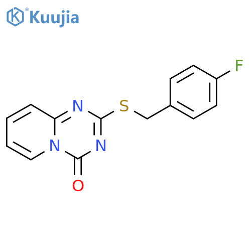 2-{(4-fluorophenyl)methylsulfanyl}-4H-pyrido1,2-a1,3,5triazin-4-one structure