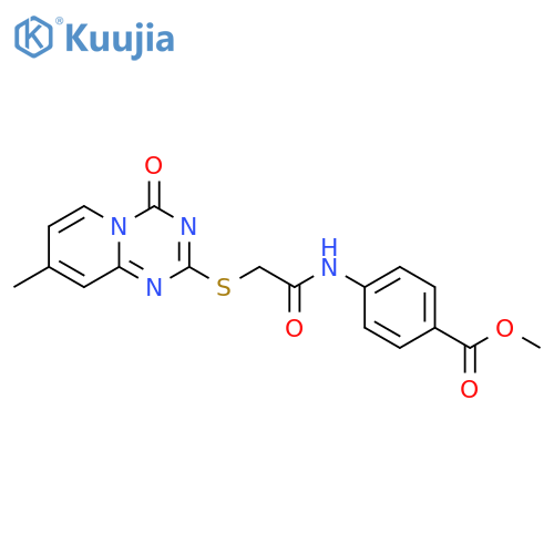 methyl 4-2-({8-methyl-4-oxo-4H-pyrido1,2-a1,3,5triazin-2-yl}sulfanyl)acetamidobenzoate structure