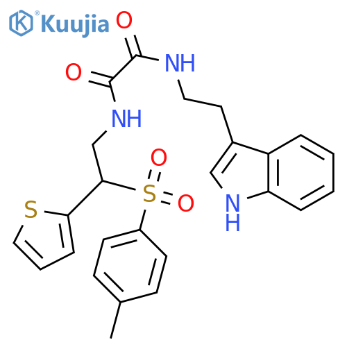 N-2-(1H-indol-3-yl)ethyl-N'-2-(4-methylbenzenesulfonyl)-2-(thiophen-2-yl)ethylethanediamide structure