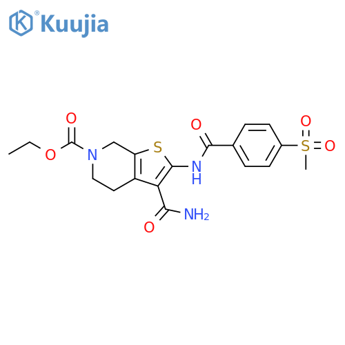 ethyl 3-carbamoyl-2-(4-methanesulfonylbenzamido)-4H,5H,6H,7H-thieno2,3-cpyridine-6-carboxylate structure