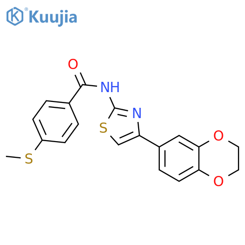 N-4-(2,3-dihydro-1,4-benzodioxin-6-yl)-1,3-thiazol-2-yl-4-(methylsulfanyl)benzamide structure