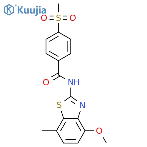 4-methanesulfonyl-N-(4-methoxy-7-methyl-1,3-benzothiazol-2-yl)benzamide structure