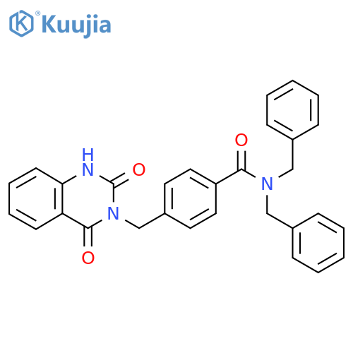 N,N-dibenzyl-4-(2,4-dioxo-1,2,3,4-tetrahydroquinazolin-3-yl)methylbenzamide structure