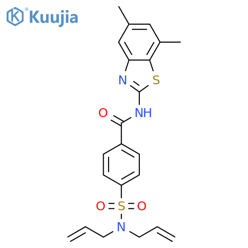4-bis(prop-2-en-1-yl)sulfamoyl-N-(5,7-dimethyl-1,3-benzothiazol-2-yl)benzamide structure