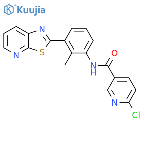 6-chloro-N-(2-methyl-3-{1,3thiazolo5,4-bpyridin-2-yl}phenyl)pyridine-3-carboxamide structure