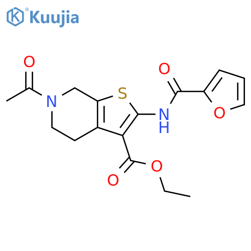 ethyl 6-acetyl-2-(furan-2-amido)-4H,5H,6H,7H-thieno2,3-cpyridine-3-carboxylate structure