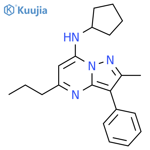 N-cyclopentyl-2-methyl-3-phenyl-5-propylpyrazolo1,5-apyrimidin-7-amine structure