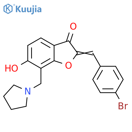 (2Z)-2-(4-bromophenyl)methylidene-6-hydroxy-7-(pyrrolidin-1-yl)methyl-2,3-dihydro-1-benzofuran-3-one structure