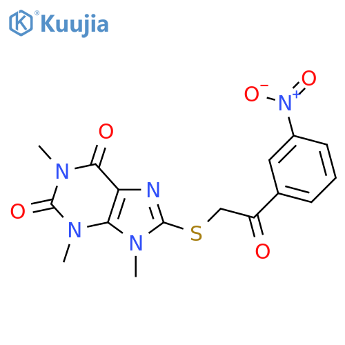 1,3,9-trimethyl-8-{2-(3-nitrophenyl)-2-oxoethylsulfanyl}-2,3,6,9-tetrahydro-1H-purine-2,6-dione structure