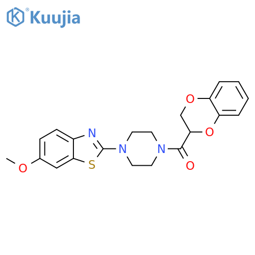 2-4-(2,3-dihydro-1,4-benzodioxine-2-carbonyl)piperazin-1-yl-6-methoxy-1,3-benzothiazole structure