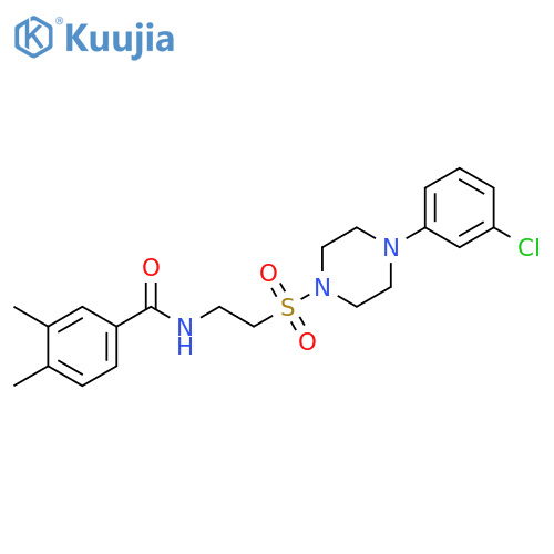 N-(2-{4-(3-chlorophenyl)piperazin-1-ylsulfonyl}ethyl)-3,4-dimethylbenzamide structure
