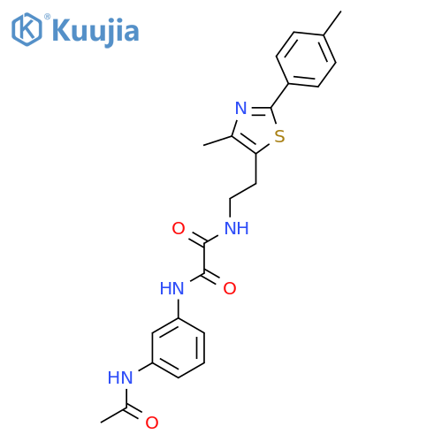 N'-(3-acetamidophenyl)-N-{2-4-methyl-2-(4-methylphenyl)-1,3-thiazol-5-ylethyl}ethanediamide structure