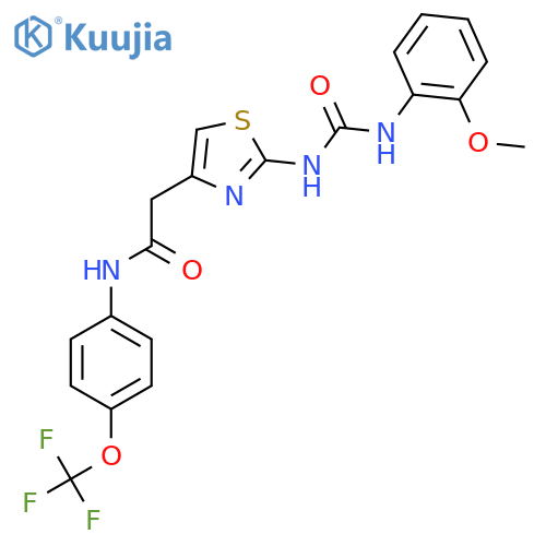 2-(2-{(2-methoxyphenyl)carbamoylamino}-1,3-thiazol-4-yl)-N-4-(trifluoromethoxy)phenylacetamide structure