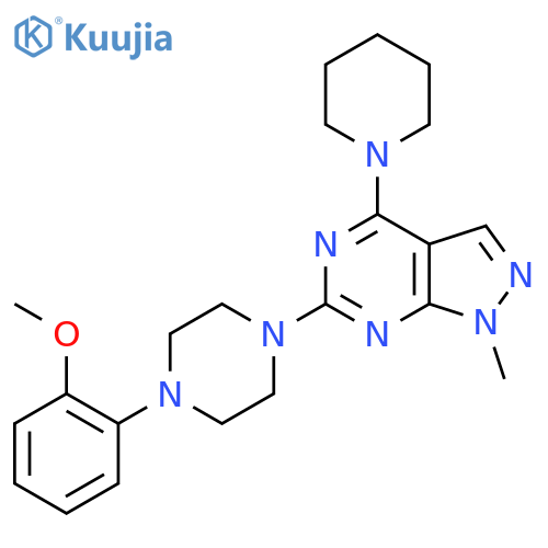 1-(2-methoxyphenyl)-4-1-methyl-4-(piperidin-1-yl)-1H-pyrazolo3,4-dpyrimidin-6-ylpiperazine structure