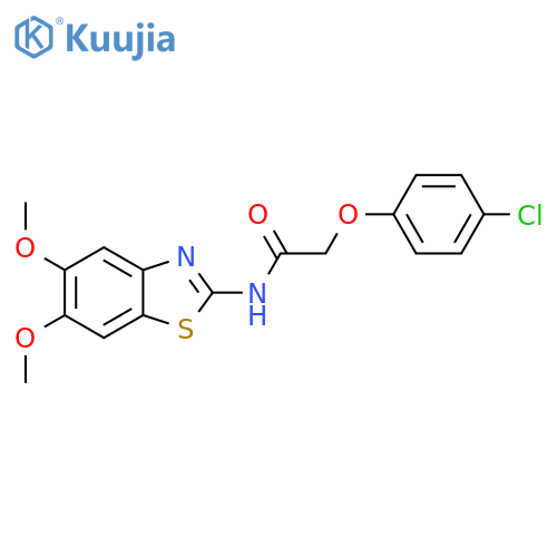 2-(4-chlorophenoxy)-N-(5,6-dimethoxy-1,3-benzothiazol-2-yl)acetamide structure