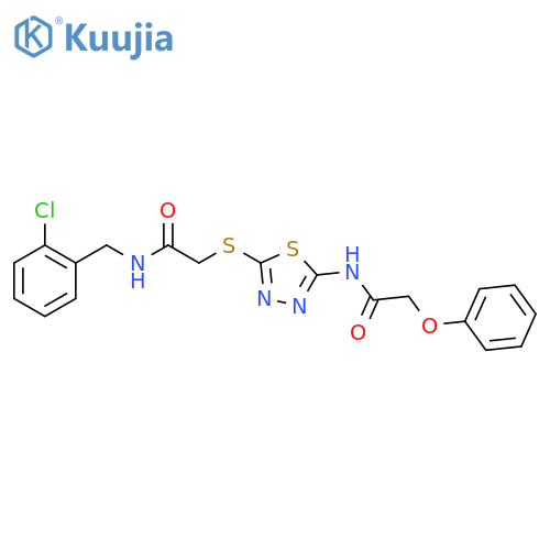 N-(2-chlorophenyl)methyl-2-{5-(2-phenoxyacetamido)-1,3,4-thiadiazol-2-ylsulfanyl}acetamide structure