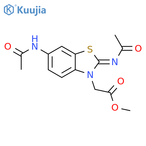 methyl 2-(2Z)-2-(acetylimino)-6-acetamido-2,3-dihydro-1,3-benzothiazol-3-ylacetate structure