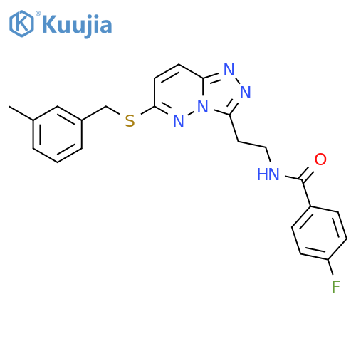 4-fluoro-N-2-(6-{(3-methylphenyl)methylsulfanyl}-1,2,4triazolo4,3-bpyridazin-3-yl)ethylbenzamide structure