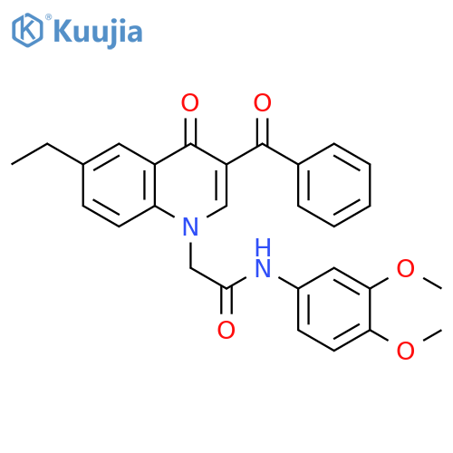 2-(3-benzoyl-6-ethyl-4-oxo-1,4-dihydroquinolin-1-yl)-N-(3,4-dimethoxyphenyl)acetamide structure