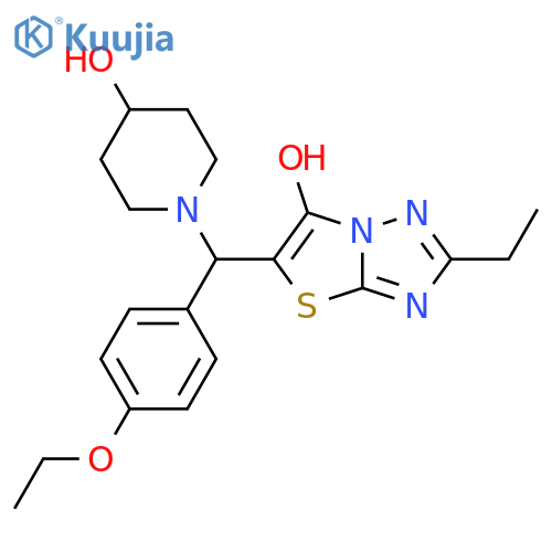 1-(4-ethoxyphenyl)({2-ethyl-6-hydroxy-1,2,4triazolo3,2-b1,3thiazol-5-yl})methylpiperidin-4-ol structure