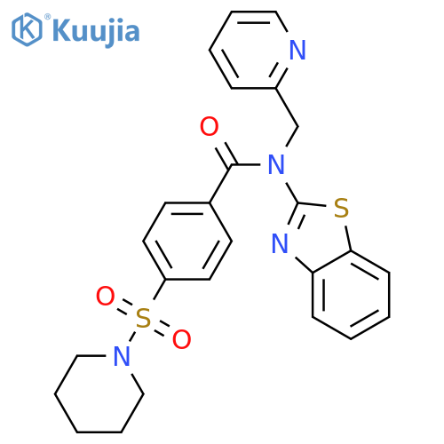 N-(1,3-benzothiazol-2-yl)-4-(piperidine-1-sulfonyl)-N-(pyridin-2-yl)methylbenzamide structure