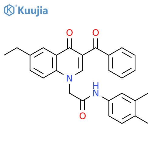 2-(3-benzoyl-6-ethyl-4-oxo-1,4-dihydroquinolin-1-yl)-N-(3,4-dimethylphenyl)acetamide structure