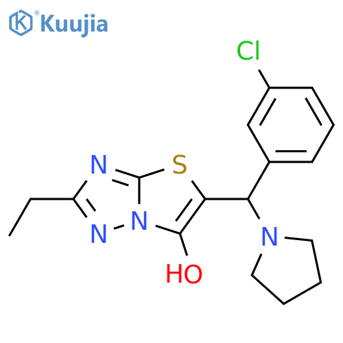 5-(3-chlorophenyl)(pyrrolidin-1-yl)methyl-2-ethyl-1,2,4triazolo3,2-b1,3thiazol-6-ol structure