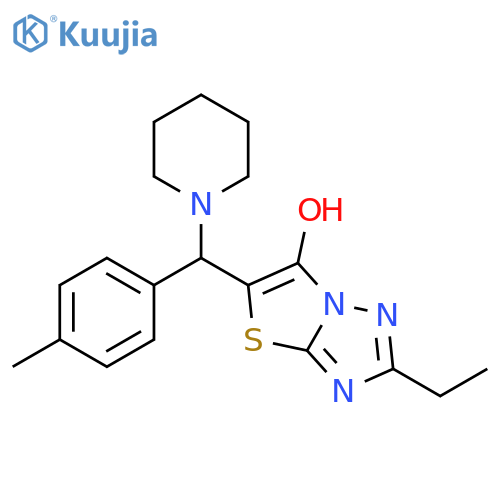 2-ethyl-5-(4-methylphenyl)(piperidin-1-yl)methyl-1,2,4triazolo3,2-b1,3thiazol-6-ol structure