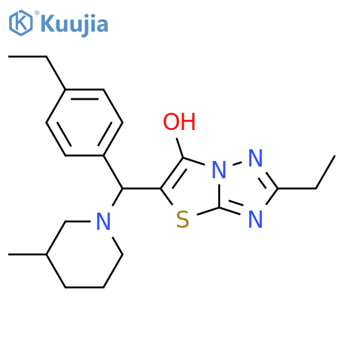 2-ethyl-5-(4-ethylphenyl)(3-methylpiperidin-1-yl)methyl-1,2,4triazolo3,2-b1,3thiazol-6-ol structure