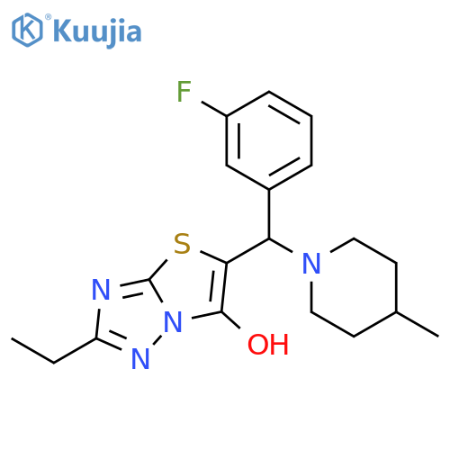 2-ethyl-5-(3-fluorophenyl)(4-methylpiperidin-1-yl)methyl-1,2,4triazolo3,2-b1,3thiazol-6-ol structure