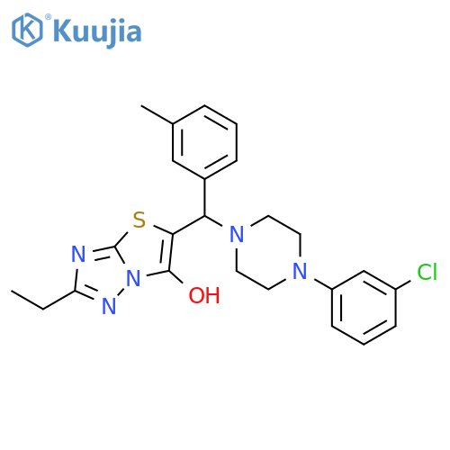 5-{4-(3-chlorophenyl)piperazin-1-yl(3-methylphenyl)methyl}-2-ethyl-1,2,4triazolo3,2-b1,3thiazol-6-ol structure