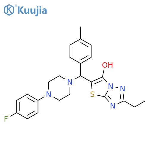 2-ethyl-5-{4-(4-fluorophenyl)piperazin-1-yl(4-methylphenyl)methyl}-1,2,4triazolo3,2-b1,3thiazol-6-ol structure