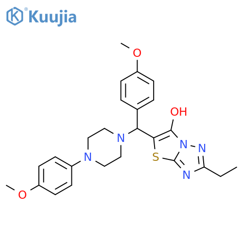 2-ethyl-5-(4-methoxyphenyl)4-(4-methoxyphenyl)piperazin-1-ylmethyl-1,2,4triazolo3,2-b1,3thiazol-6-ol structure
