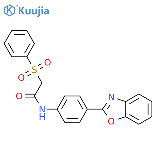 2-(benzenesulfonyl)-N-4-(1,3-benzoxazol-2-yl)phenylacetamide structure