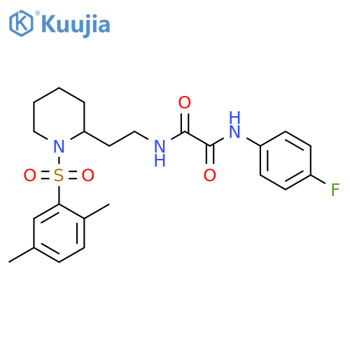 N-{2-1-(2,5-dimethylbenzenesulfonyl)piperidin-2-ylethyl}-N'-(4-fluorophenyl)ethanediamide structure