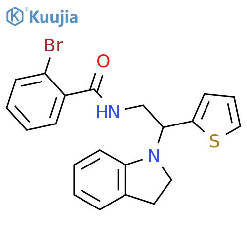 2-bromo-N-2-(2,3-dihydro-1H-indol-1-yl)-2-(thiophen-2-yl)ethylbenzamide structure
