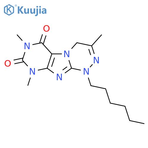 1-hexyl-3,7,9-trimethyl-1H,4H,6H,7H,8H,9H-1,2,4triazino4,3-gpurine-6,8-dione structure