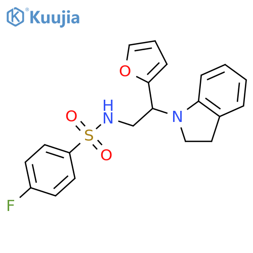N-2-(2,3-dihydro-1H-indol-1-yl)-2-(furan-2-yl)ethyl-4-fluorobenzene-1-sulfonamide structure