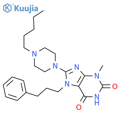 3-methyl-8-(4-pentylpiperazin-1-yl)-7-(3-phenylpropyl)-2,3,6,7-tetrahydro-1H-purine-2,6-dione structure