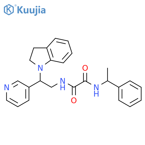 N-2-(2,3-dihydro-1H-indol-1-yl)-2-(pyridin-3-yl)ethyl-N'-(1-phenylethyl)ethanediamide structure