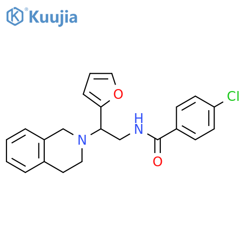 4-chloro-N-2-(furan-2-yl)-2-(1,2,3,4-tetrahydroisoquinolin-2-yl)ethylbenzamide structure