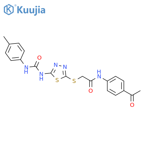 N-(4-acetylphenyl)-2-(5-{(4-methylphenyl)carbamoylamino}-1,3,4-thiadiazol-2-yl)sulfanylacetamide structure