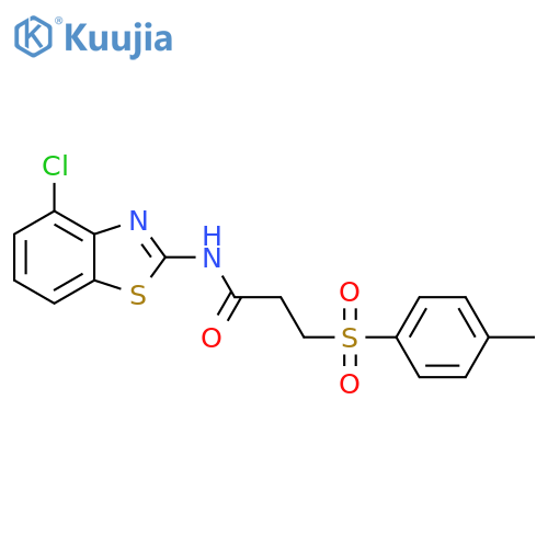 N-(4-chloro-1,3-benzothiazol-2-yl)-3-(4-methylbenzenesulfonyl)propanamide structure