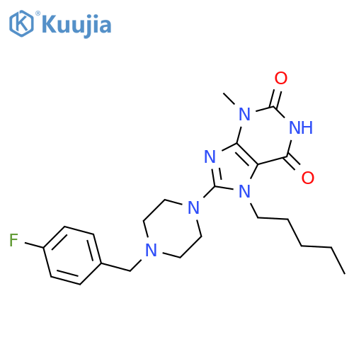 8-{4-(4-fluorophenyl)methylpiperazin-1-yl}-3-methyl-7-pentyl-2,3,6,7-tetrahydro-1H-purine-2,6-dione structure