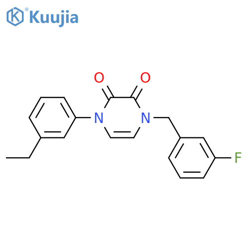 1-(3-ethylphenyl)-4-(3-fluorophenyl)methyl-1,2,3,4-tetrahydropyrazine-2,3-dione structure