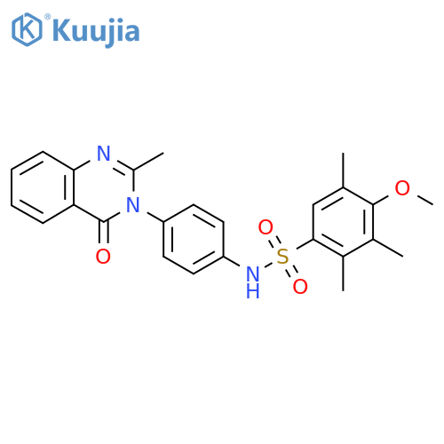 4-methoxy-2,3,5-trimethyl-N-4-(2-methyl-4-oxo-3,4-dihydroquinazolin-3-yl)phenylbenzene-1-sulfonamide structure