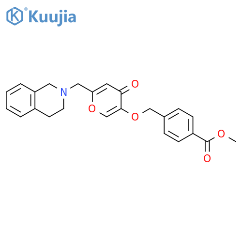 methyl 4-({4-oxo-6-(1,2,3,4-tetrahydroisoquinolin-2-yl)methyl-4H-pyran-3-yl}oxy)methylbenzoate structure